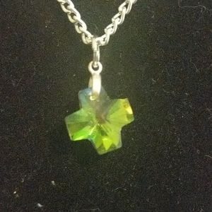 Cool Glass Cross , multi colored. 18 inch chain